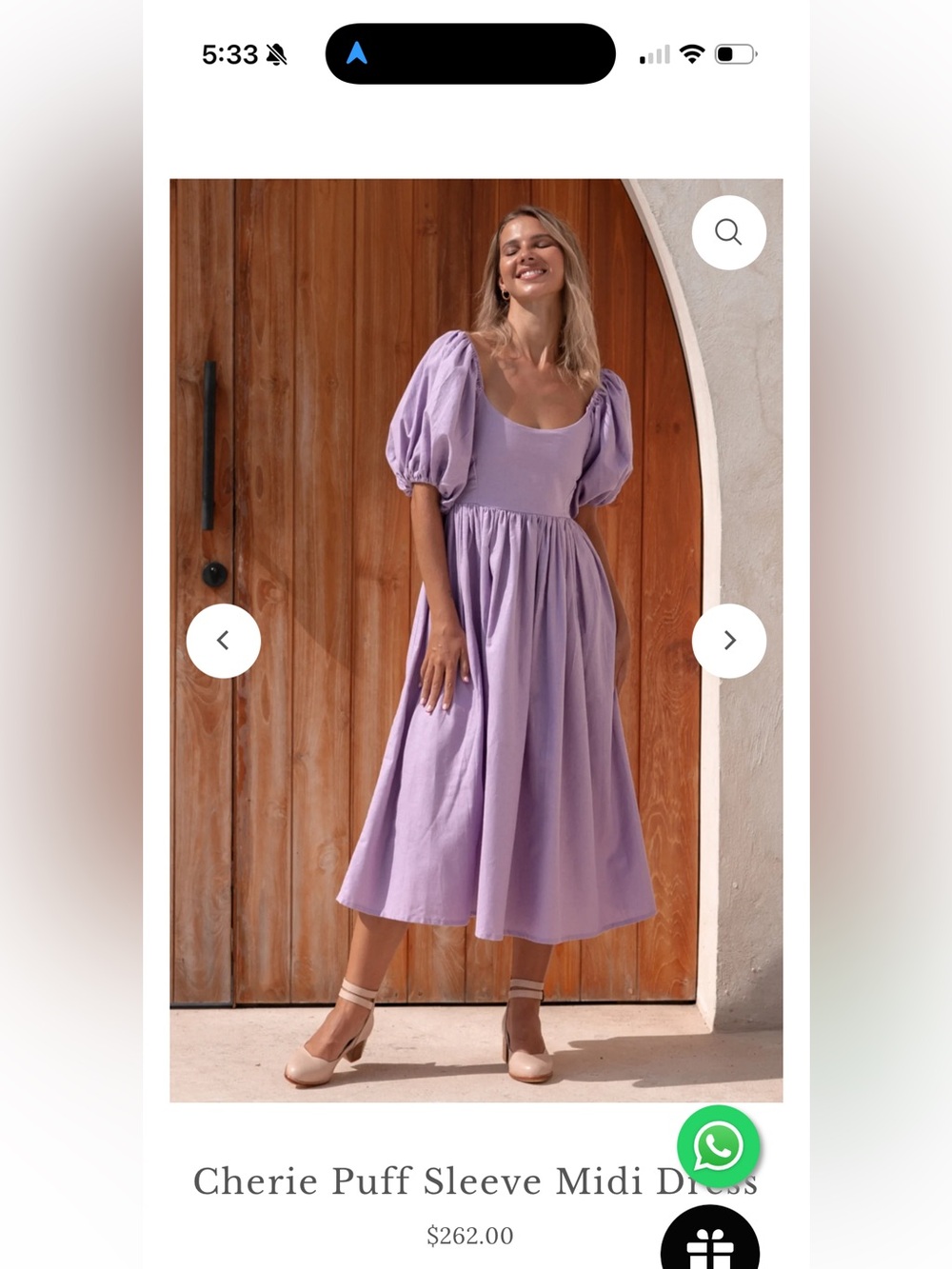 Lilac Puff Sleeve Midi Dress
